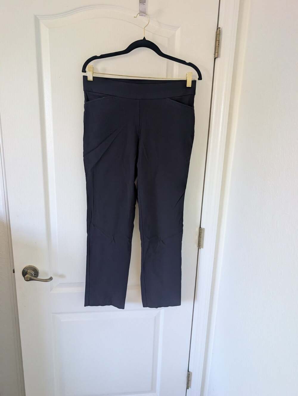 Coral Bay Womens Navy Blue Pull On Straight Leg Stretch Pants Sz 10 Workwear